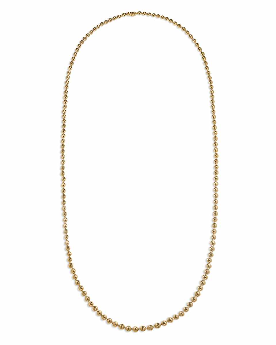 18k Gold Bead Necklace, 36"L